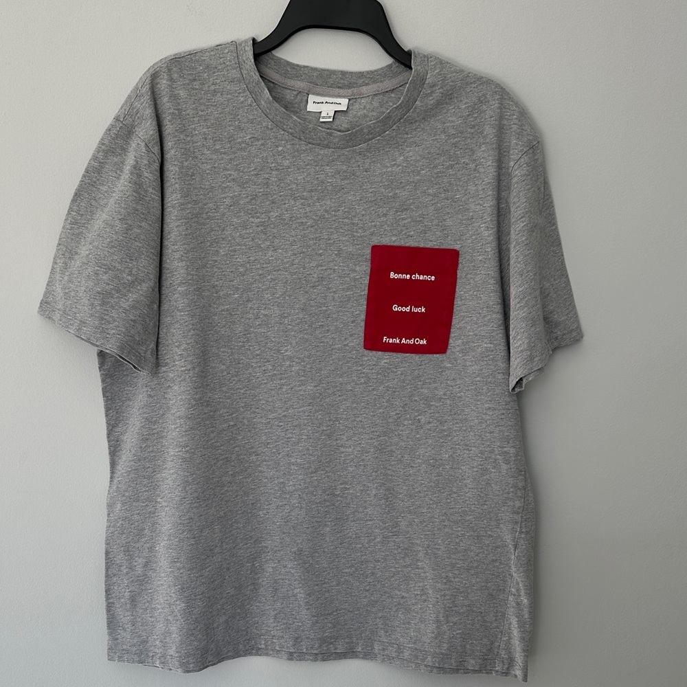 Frank and Oak Gray Shirt with Red Pocket
